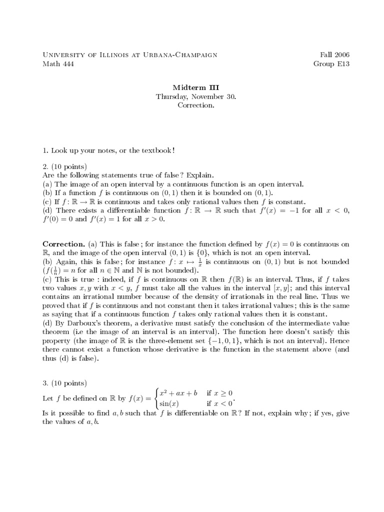 Continuity and Differentiability in Functions | PDF | Continuous ...