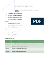 Pointers To Review in Ms Excel and HTML: Spreadsheet