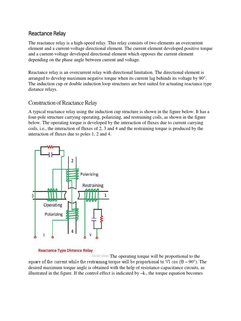 Reactance Relay Properties PDF Relay Induction