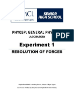 Phy05P Experiment 1 Resolution of Forces V2.0 October 31 2018