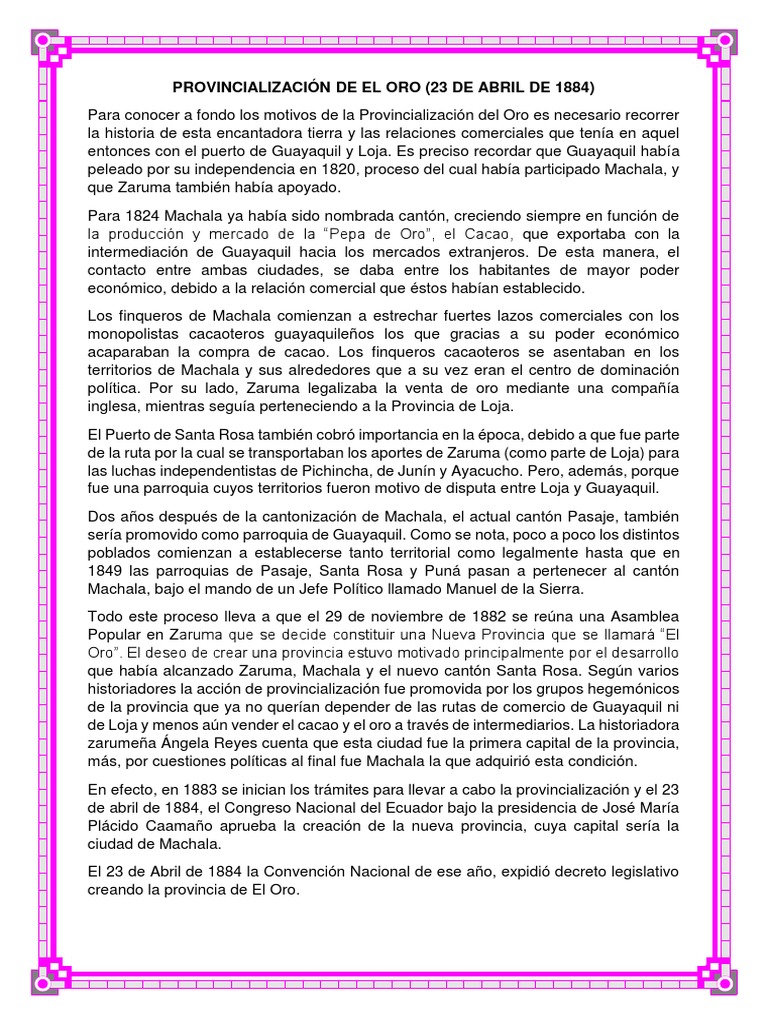 Provincialización de El Oro PDF Agitación