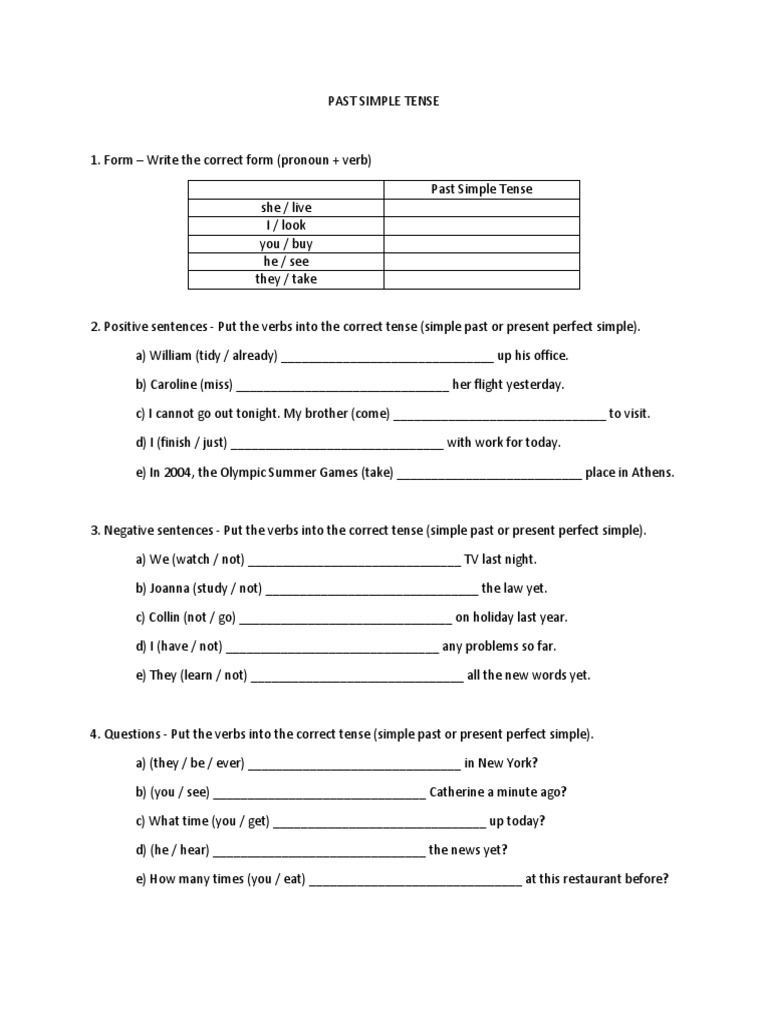 Past Simple Tense Vjezbe Sa Predavanja Grammatical Tense Verb