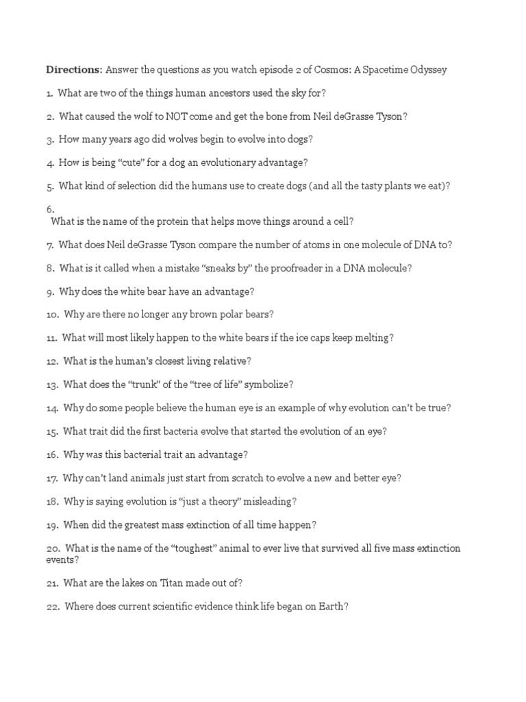 Cosmos Ep 22 Worksheet  PDF Pertaining To Cosmos Episode 1 Worksheet Answers