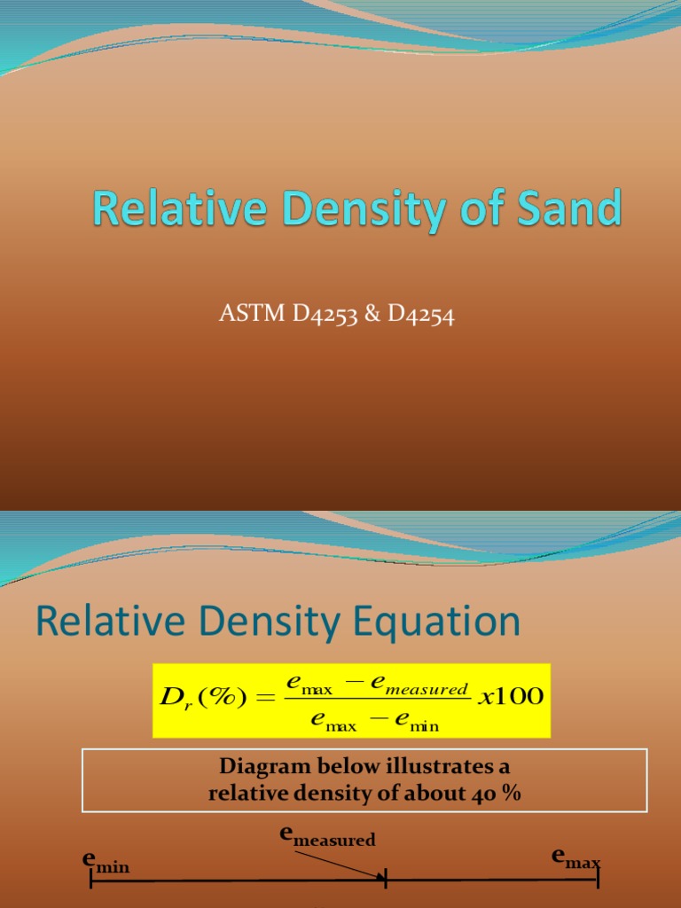 Relative Density of Sand Density Soil