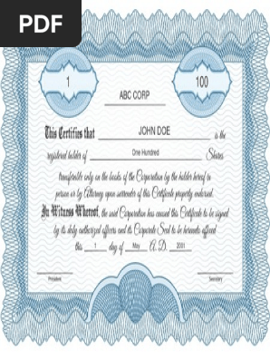 Stock Certificate Template