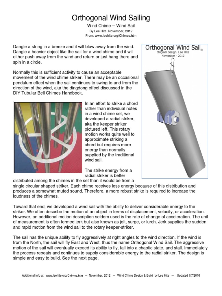 Orthogonal Chime Wind Sail by Lee Hite PDF Wound Acceleration