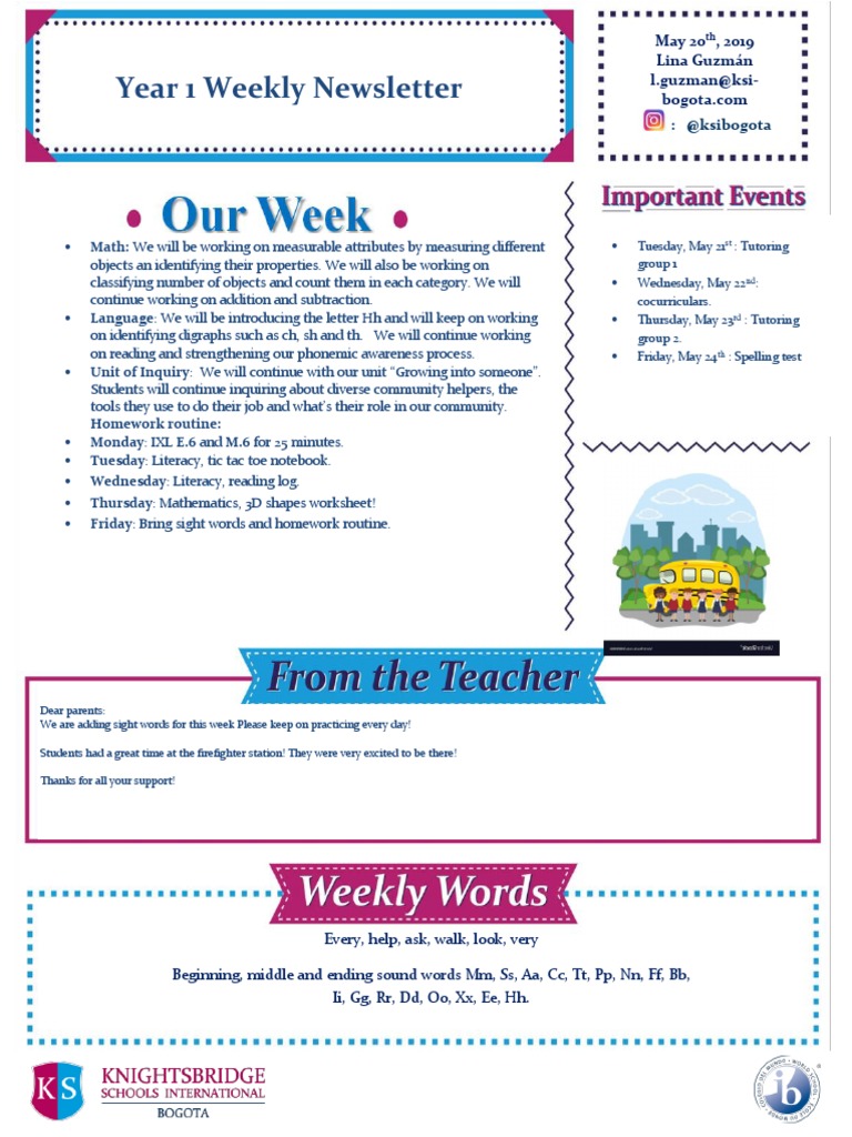 Weekly Newsletter May 20th 2019 | PDF | Languages | Language Arts ...