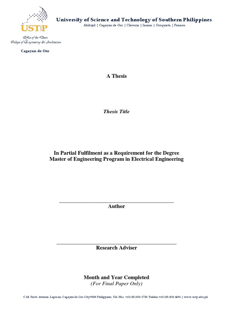 USTP Thesis and Concept Paper Template | PDF | Thesis | Science