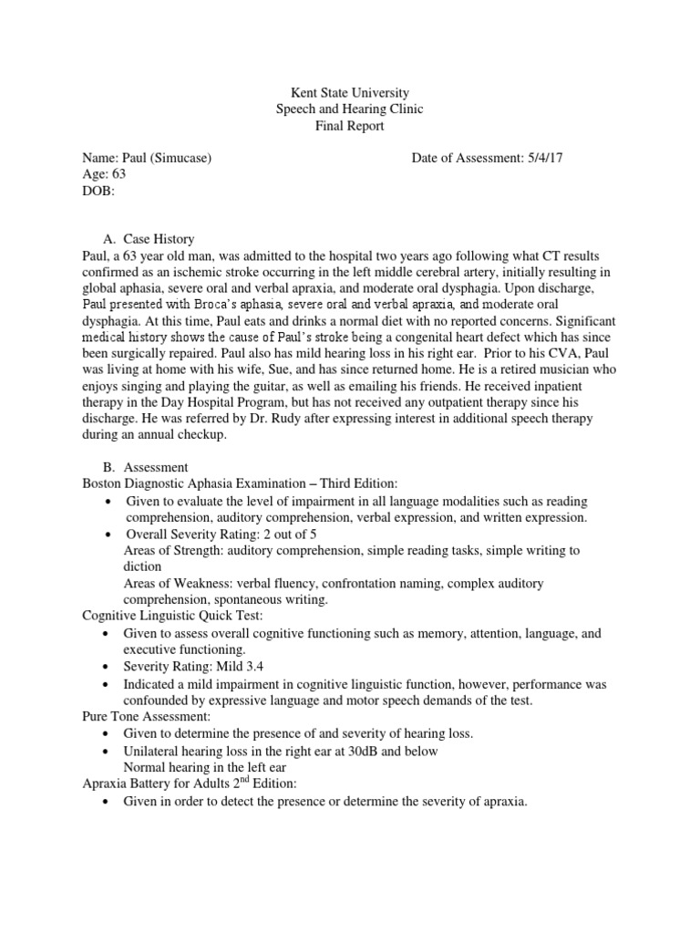 Aphasia Case Study