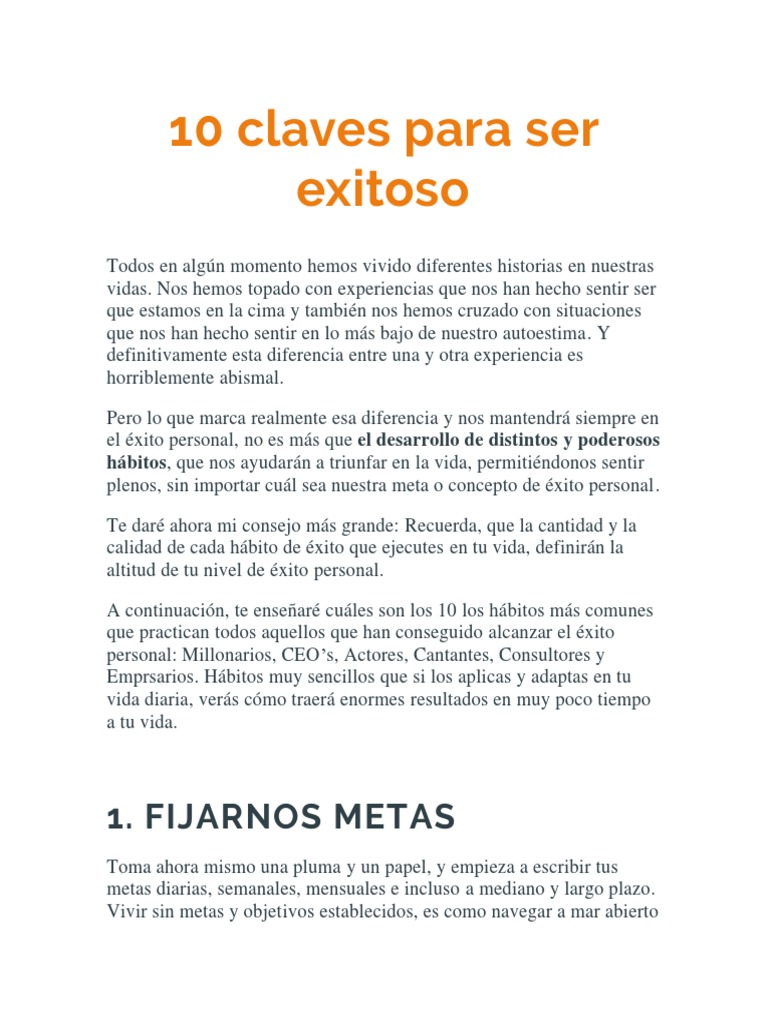 10 Claves para el Éxito Personal | PDF | Vida | Mente