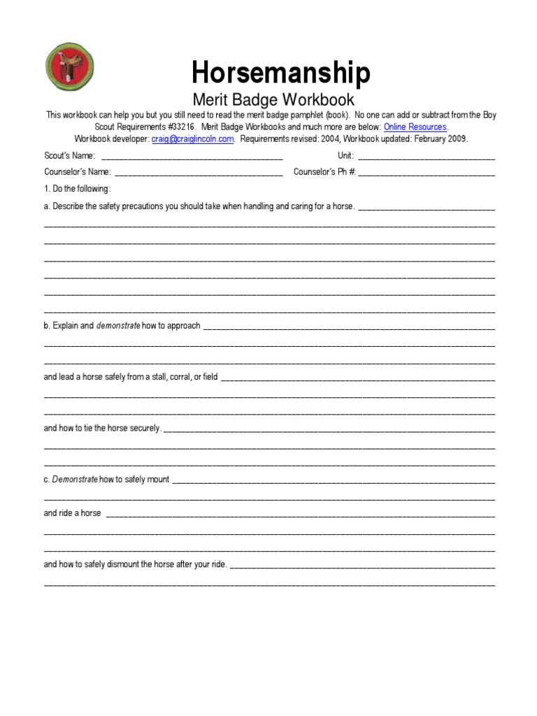 Horsemanship Worksheet | PDF | Equestrianism | Horses