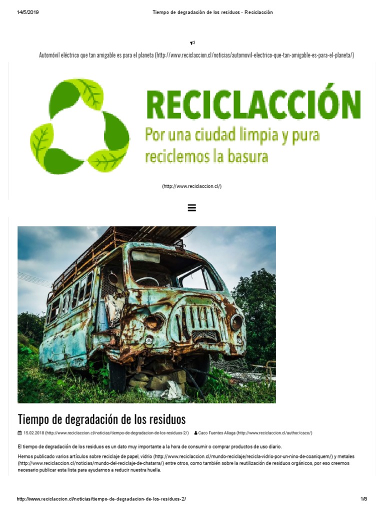 Tiempo de Degradación de Los Residuos - Reciclacción | PDF | Reciclaje ...