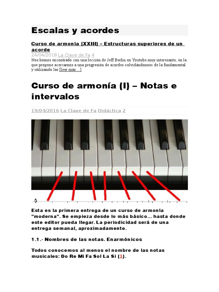 Partituras fáciles para piano. Armonía Contemporánea.