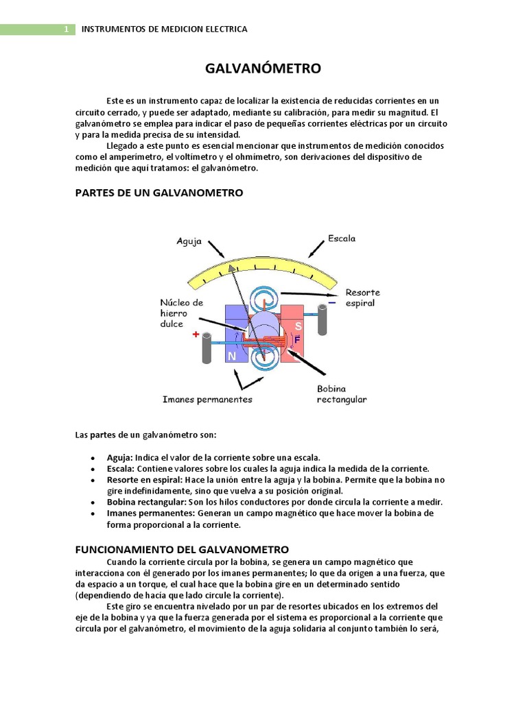 Funcionamiento y Tipos de Galvanómetros | PDF | Corriente eléctrica ...