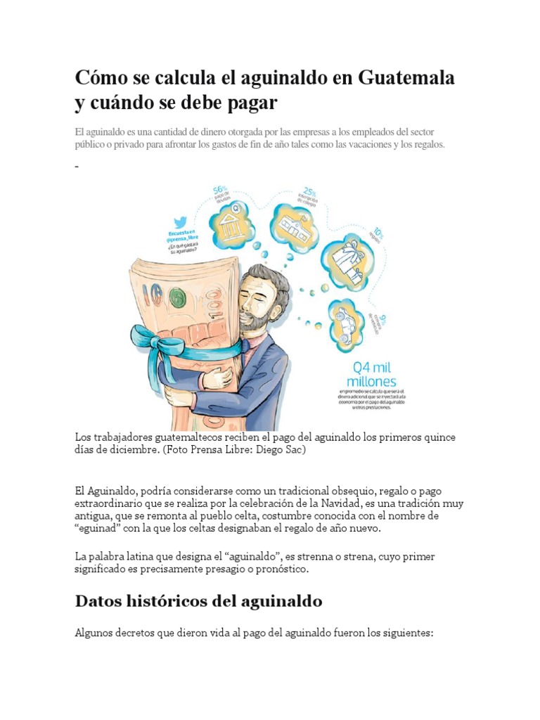 Cómo se calcula y cuándo se debe pagar el aguinaldo en Guatemala | PDF ...