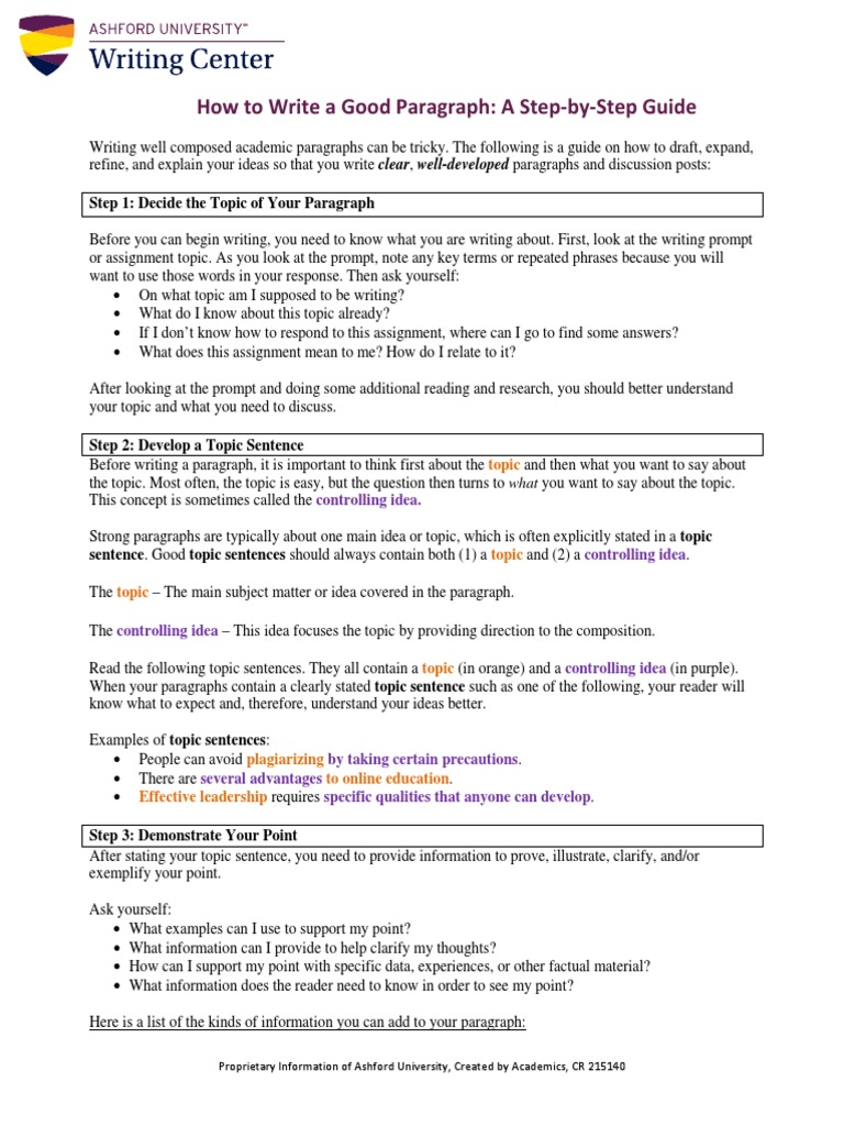 PDFHandouts - How To Write A Good Paragraph - Final