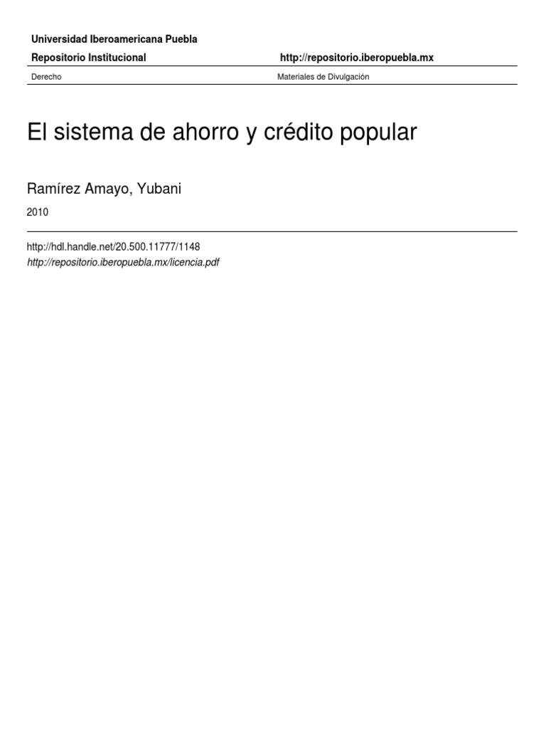 Sistema de Ahorro y Crédito Popular en México | PDF | Cooperativa | Bancos