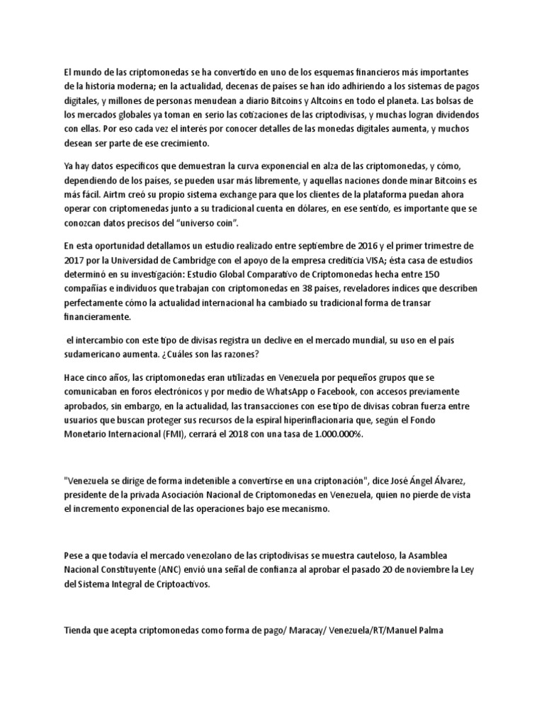 Criptomonedas en Venezuela: Auge y Ley | PDF | Criptomoneda | Bitcoin