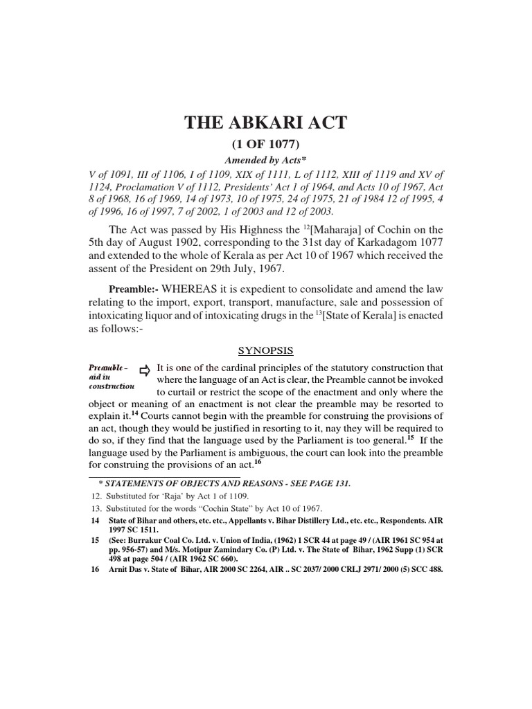 Abkari Act PDF Download Free PDF Inspector Alcoholic Drinks