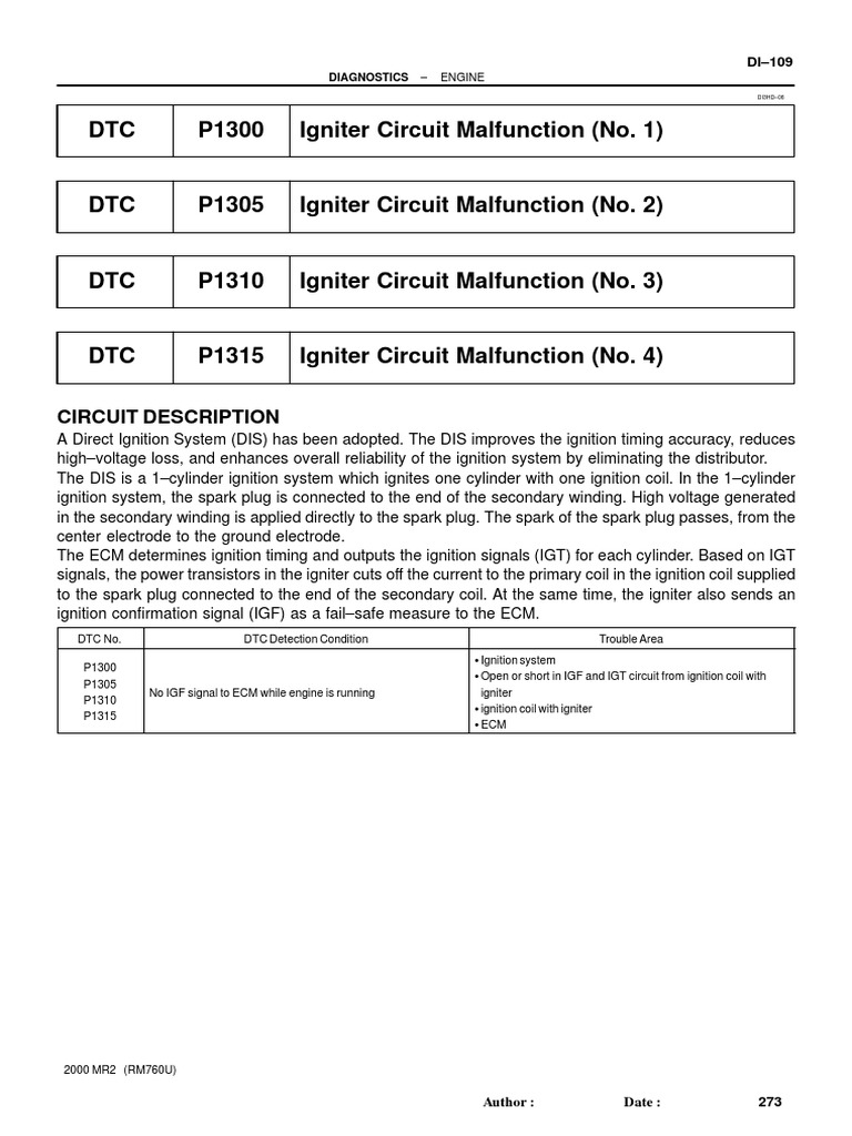 031 Engine Igniter Circuit Malfunction (No. 1) Download Free PDF