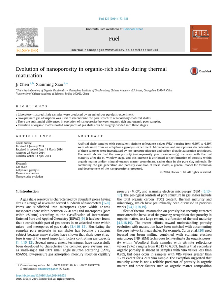 Nanoporosity Evolution in Shales | PDF | Porosity | Adsorption