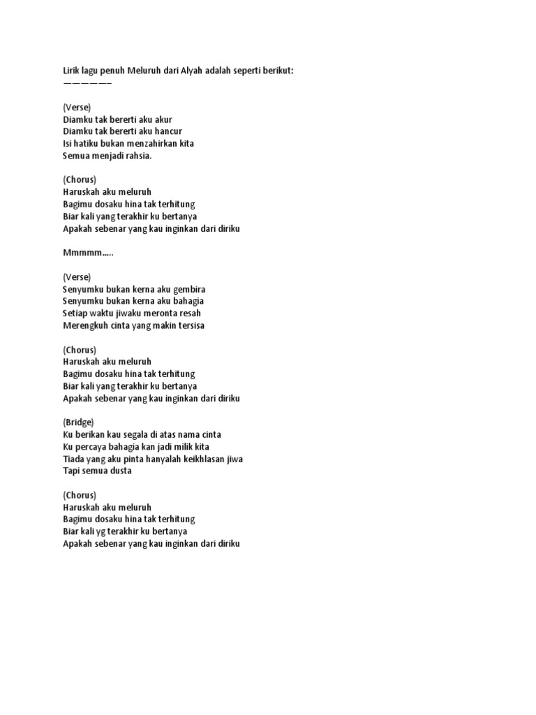 Lirik Lagu Meluruh Dari Alyah Pdf