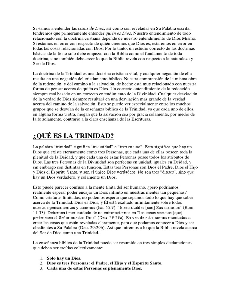 La Trinidad: Entendiendo a Dios Triuno | PDF | Trinidad | Expiación en ...