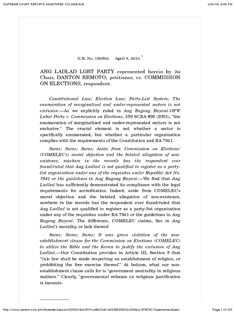 Ang ladlad pdf statutory interpretation suspect classification