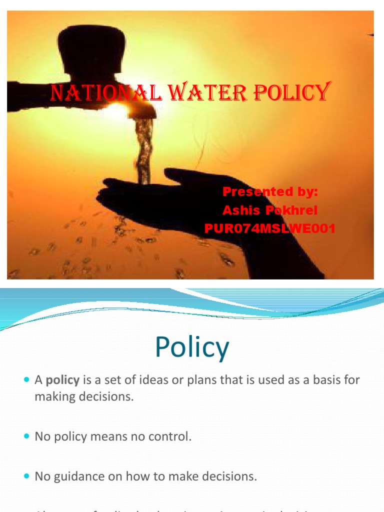 National Water Policy PDF Water Resources Drinking Water
