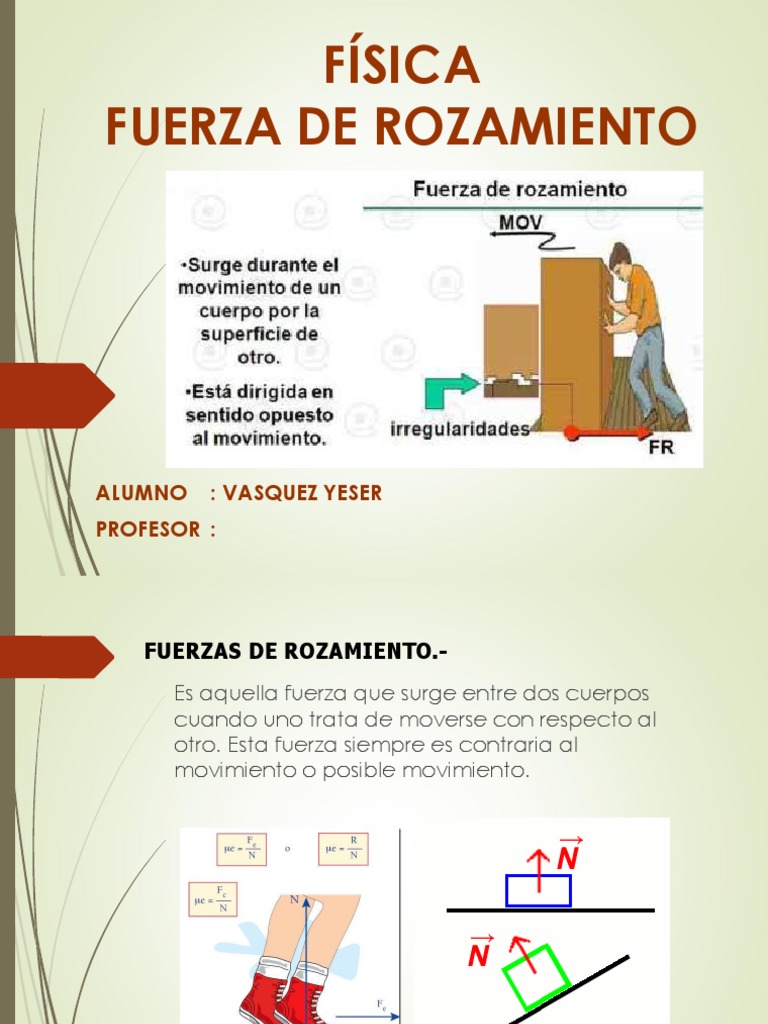 FUERZA DE ROZAMIENTO.ppt Fricción Fuerza