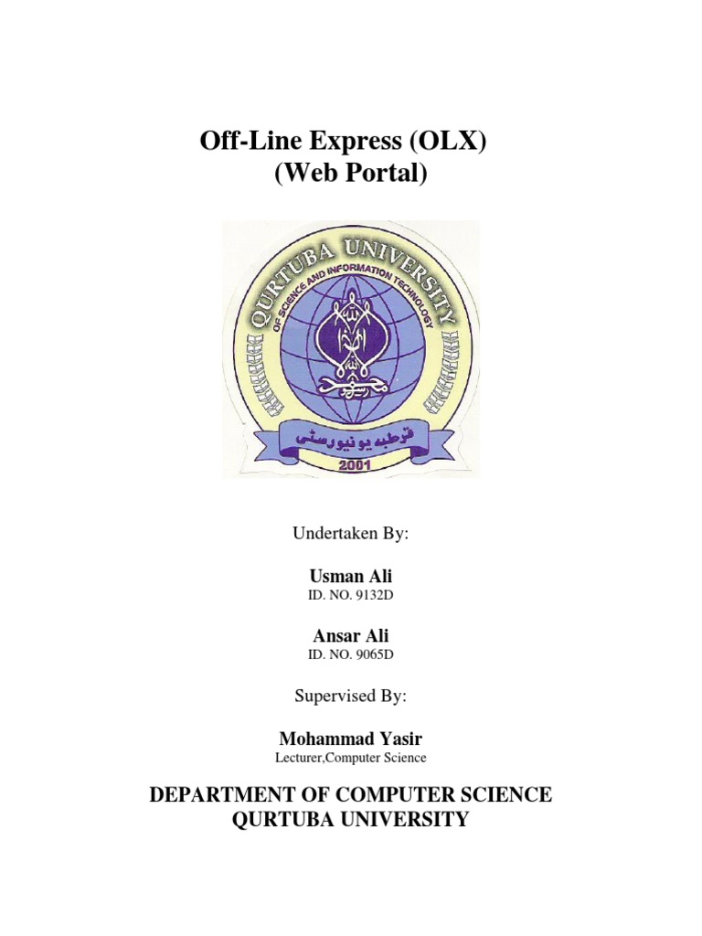 Off-Line Express (OLX) (Web Portal) : Department of Computer Science  Qurtuba University, PDF, Internet