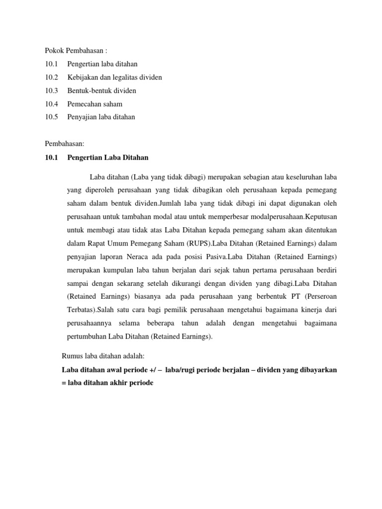 Pengertian Laba Ditahan Dalam Laporan Keuangan Seputar Pengertian Laba Ditahan Dalam Laporan Keuangan Seputar