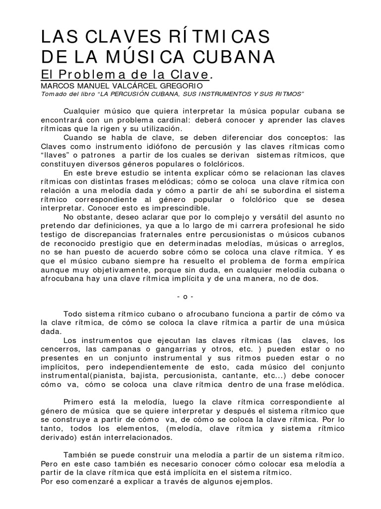Clave Cubana Material Complementario PDF Ritmo Melodía