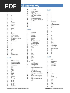Starter Progress Test Answer Key | PDF