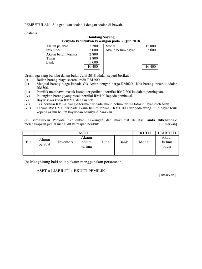Modul 2 Persamaan Perakaunan Latihan Pdf