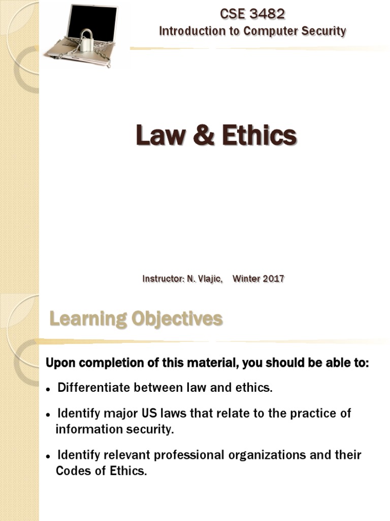 Law & Ethics: Introduction To Computer Security | PDF | Mens Rea ...