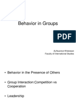 Behavior in Groups: Aj - Nuannut Khieowan Faculty of International Studies