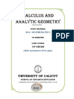 Calculus and Analytic Geometry: University of Calicut