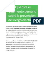 Qué Dice El Reglamento Peruano Sobre La Prevención Del Riesgo Eléctrico PDF