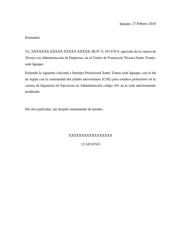 Carta Solicitud Continuidad Cae