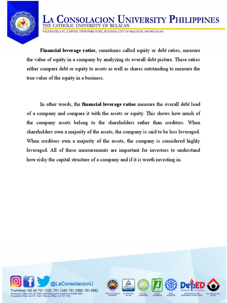 Financial Leverage Ratios, Sometimes Called Equity or Debt Ratios ...