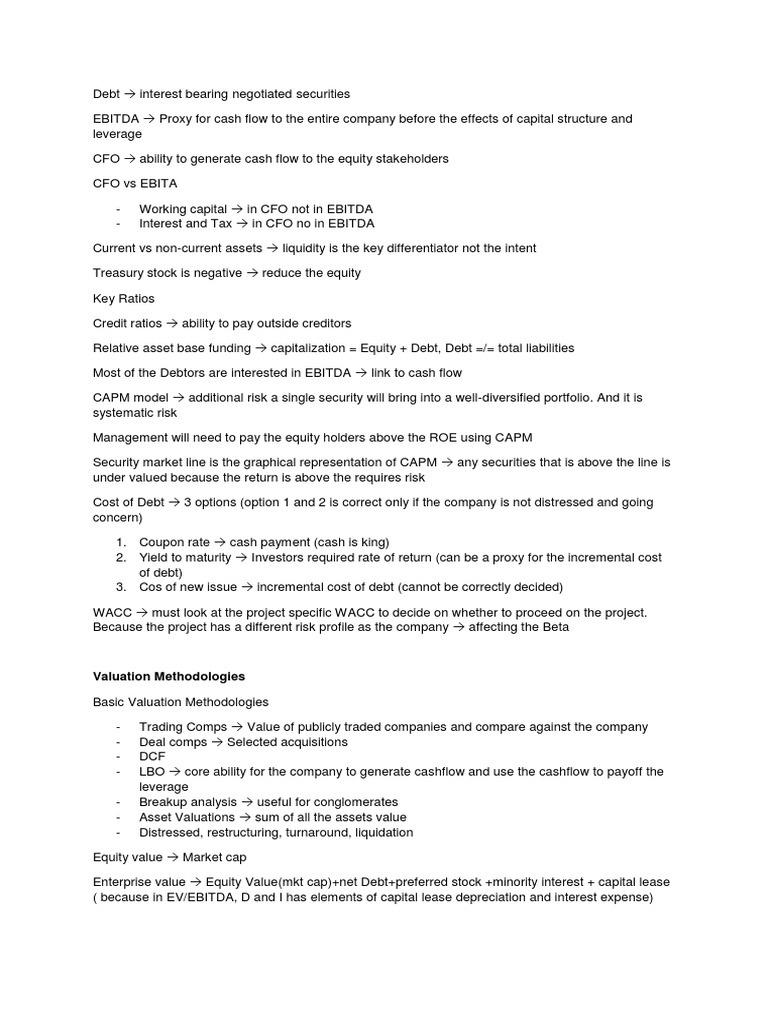 IB Notes | PDF | Cost Of Capital | Capital Asset Pricing Model