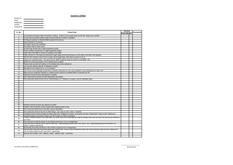 Checklist for SPP&ID Review | PDF | Valve | Computing