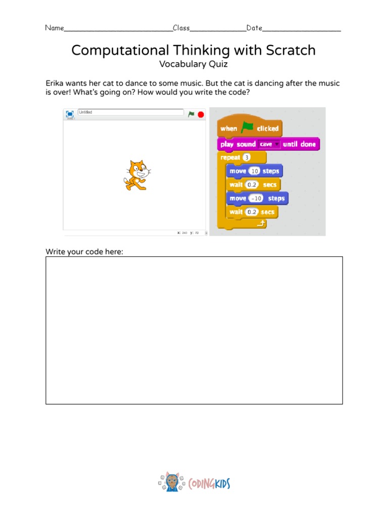 Coding Worksheets | Scratch (Programming Language) | Data Type