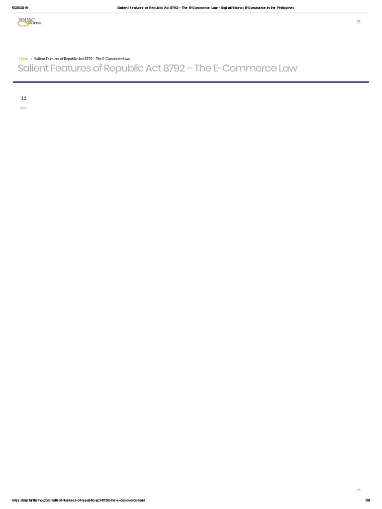 Salient Features of Republic Act 8792 The Law