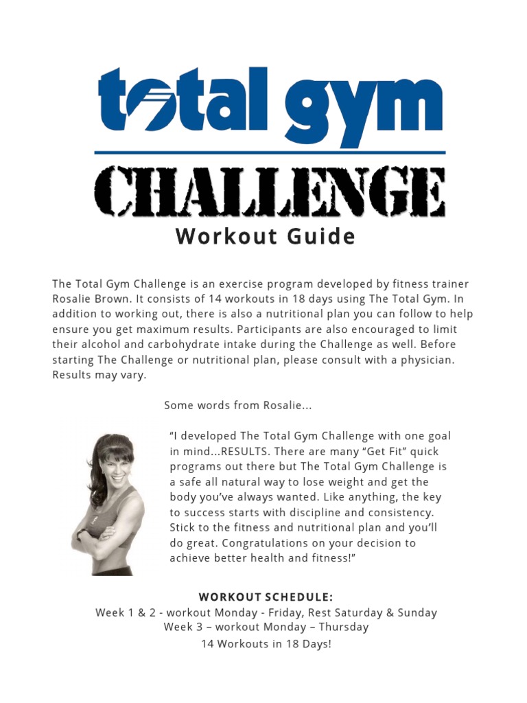 18Day Total Gym Challenge Workout Guide PDF Personal Trainer