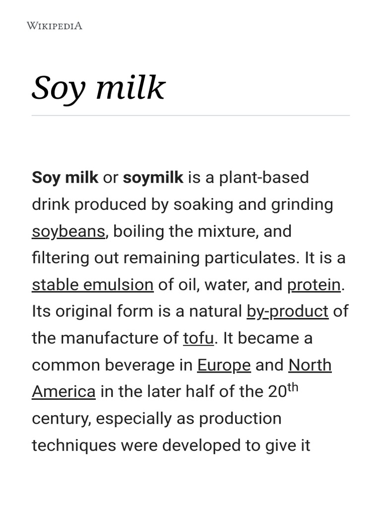 Soy Milk Wikipedia PDF Soy Milk Food And Drink