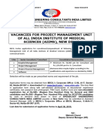 Vacancies For Project Management Unit of All India Institute of Medical Sciences (Aiims), New Delhi