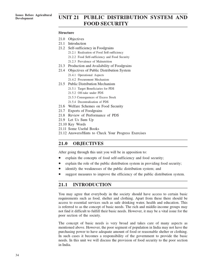 Pds and Food Security PDF | PDF