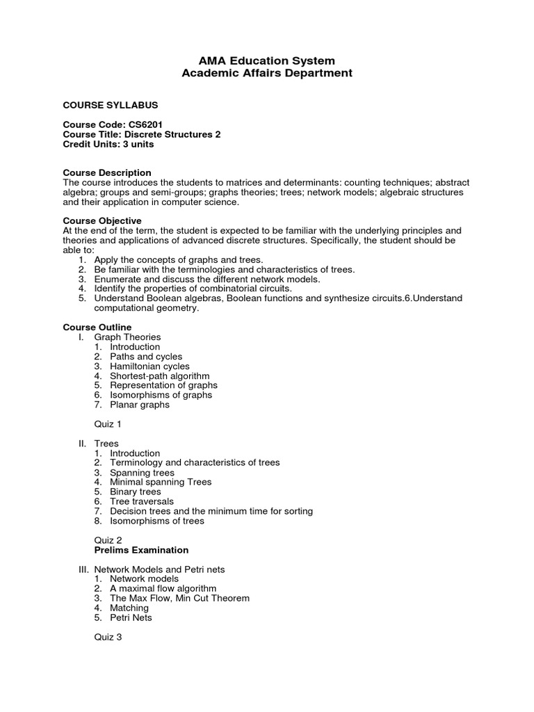 Cs6201 Discrete Structures 2 Pdf Discrete Mathematics Combinatorics